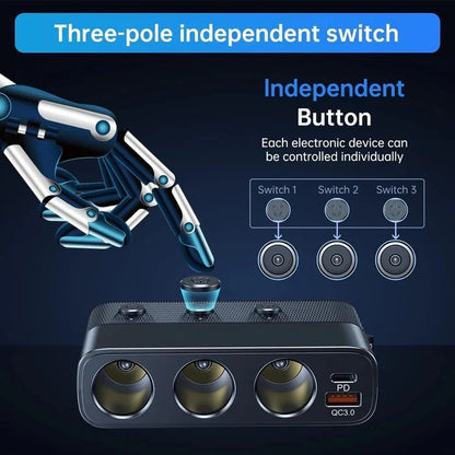 Heavy Duty 7-in-1 Car Cigarette Lighter Adapter with LED Voltage Display