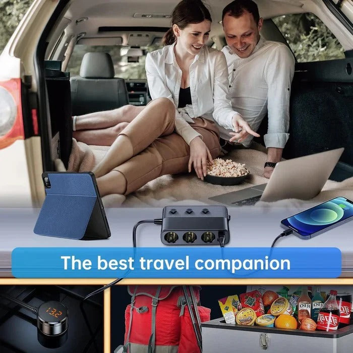 Heavy Duty 7-in-1 Car Cigarette Lighter Adapter with LED Voltage Display