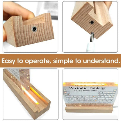 Educational Acrylic Periodic Table with Wooden Light Base for Science Lovers