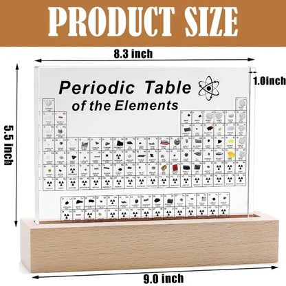 Educational Acrylic Periodic Table with Wooden Light Base for Science Lovers