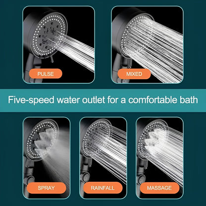 Universal High Pressure Shower Head with Hose and 5 Spray Settings