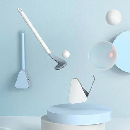 Durable Silicone Toilet Brush with Wall Mount and Ergonomic Long Non-Slip Handle