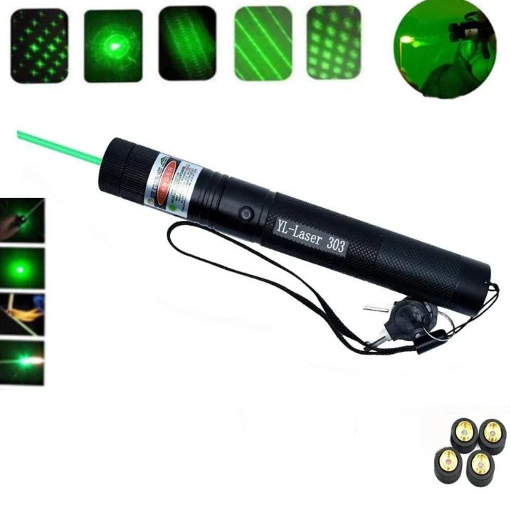 Laser Pointer 303, Dual Beam Light, Long Range Green Red, Rechargeable Battery