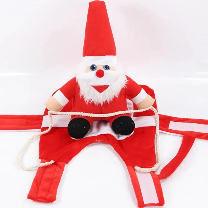 Funny Santa Riding Dog Christmas Costume and Lightweight Saddle Design and Soft Fabric