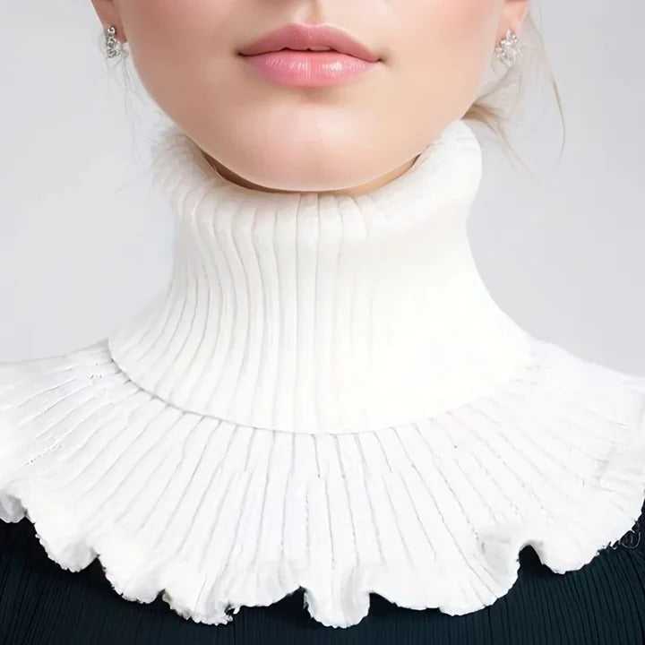 Elegant Women’s Knitted Turtleneck Scarf with Side Split and Versatile Draping