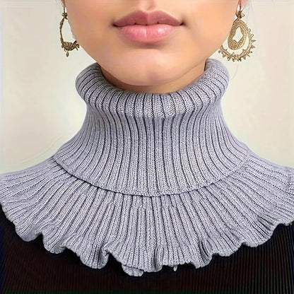 Elegant Women’s Knitted Turtleneck Scarf with Side Split and Versatile Draping