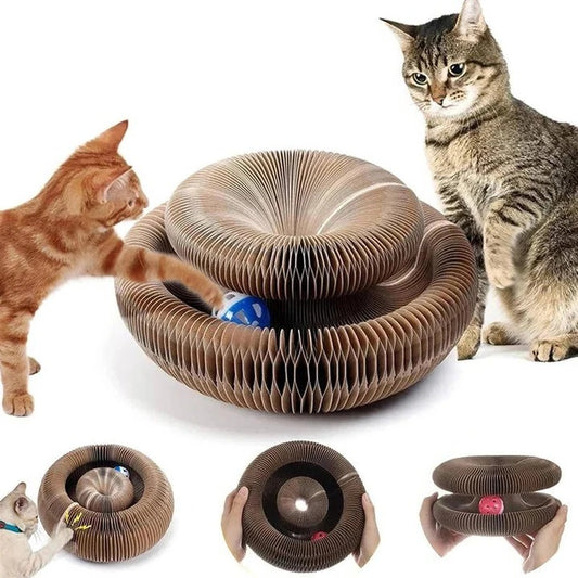 Circular Cat Scratcher with Integrated Ball Track
