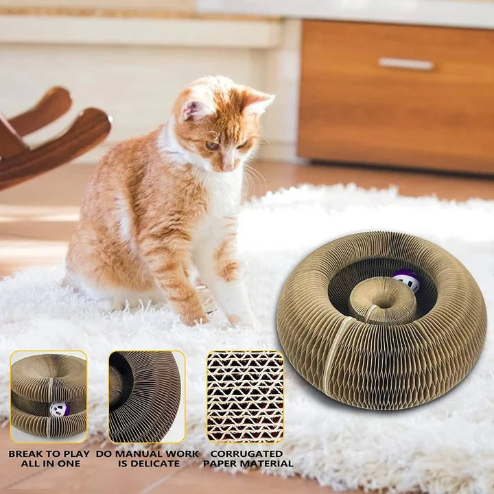 Circular Cat Scratcher with Integrated Ball Track