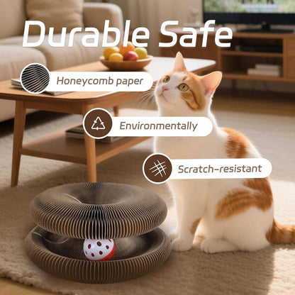 Circular Cat Scratcher with Integrated Ball Track