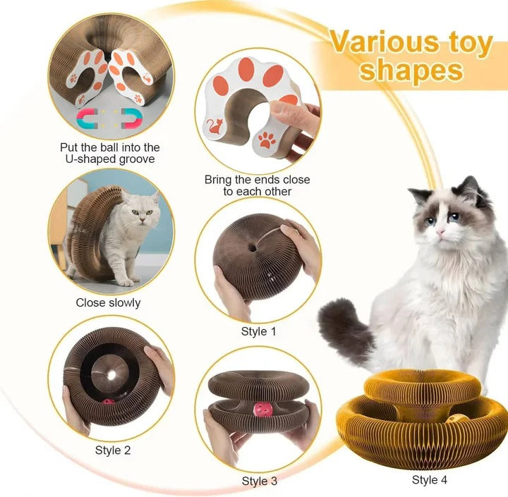 Circular Cat Scratcher with Integrated Ball Track