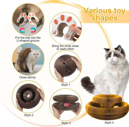 Circular Cat Scratcher with Integrated Ball Track