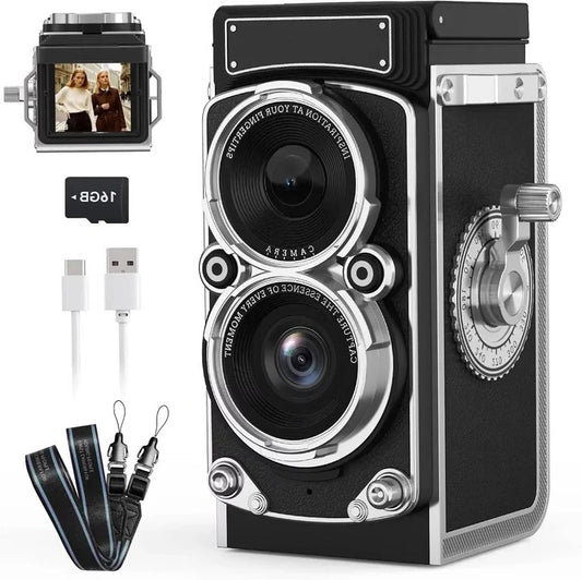 Vintage Style Digital Camera for Photography with Rechargeable Battery and Built-in Flash