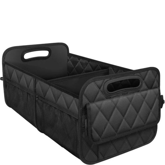 Car Trunk Storage Bag with Internal Subdividers and Hook and Loop Fasteners