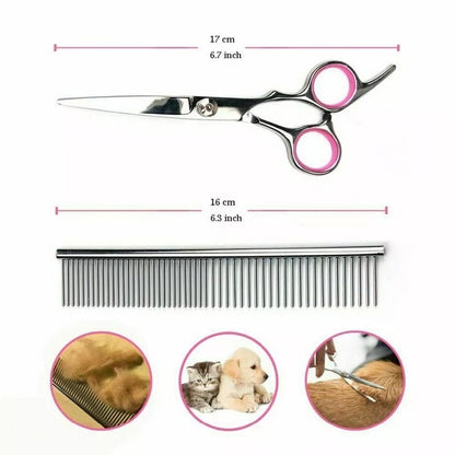 Pet Grooming Set with 7 Inch Stainless Steel Scissor