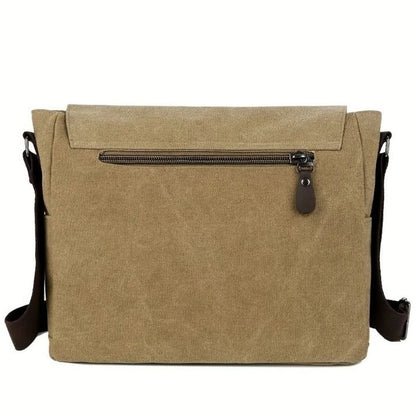 Mens Sling Bag with Canvas Satchel Design and Messenger Style Layout and Integrated Zipper Closures