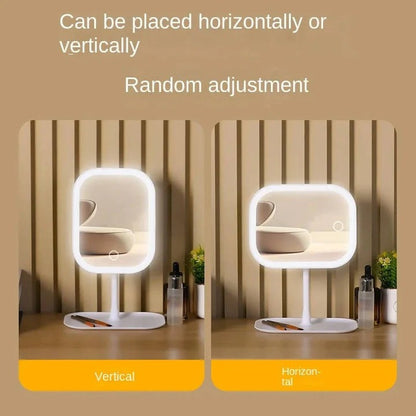 Portable Cosmetic Mirror With Lights and High Definition Glass and USB Charging Port and Compact Stand
