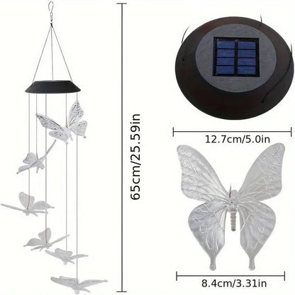 Wind Chimes with Solar Power Collection and Internal Rechargeable Battery and Metallic Resonating Tubes and Decorative Hang Hook