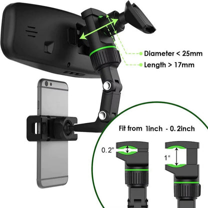 Car Cell Phone Mount with Universal Device Compatibility and 360 Degree Ball Joint Rotation and Padded Internal Grips