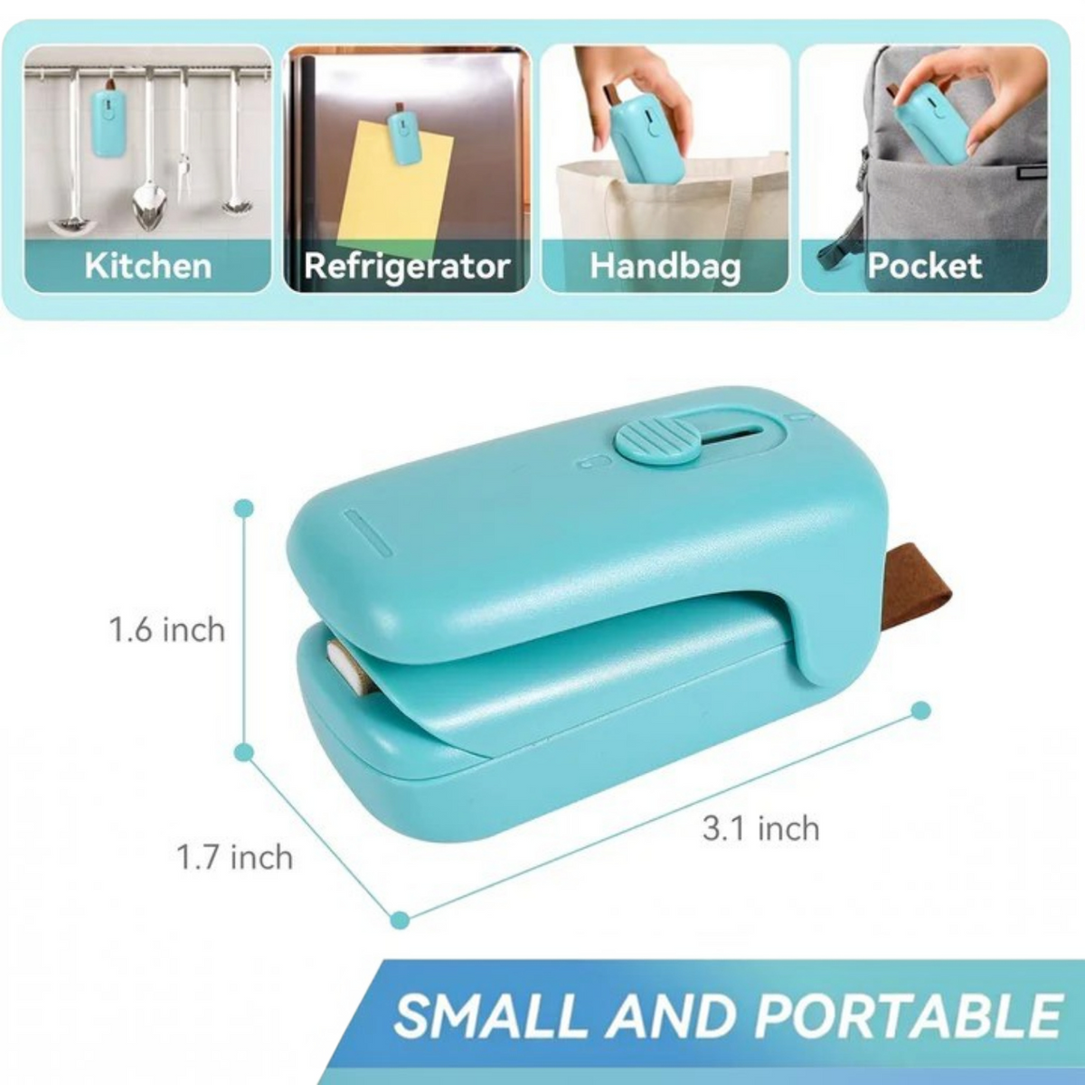 Portable Bag Sealer and Cutter, Battery Powered Heat Sealer for Food Storage