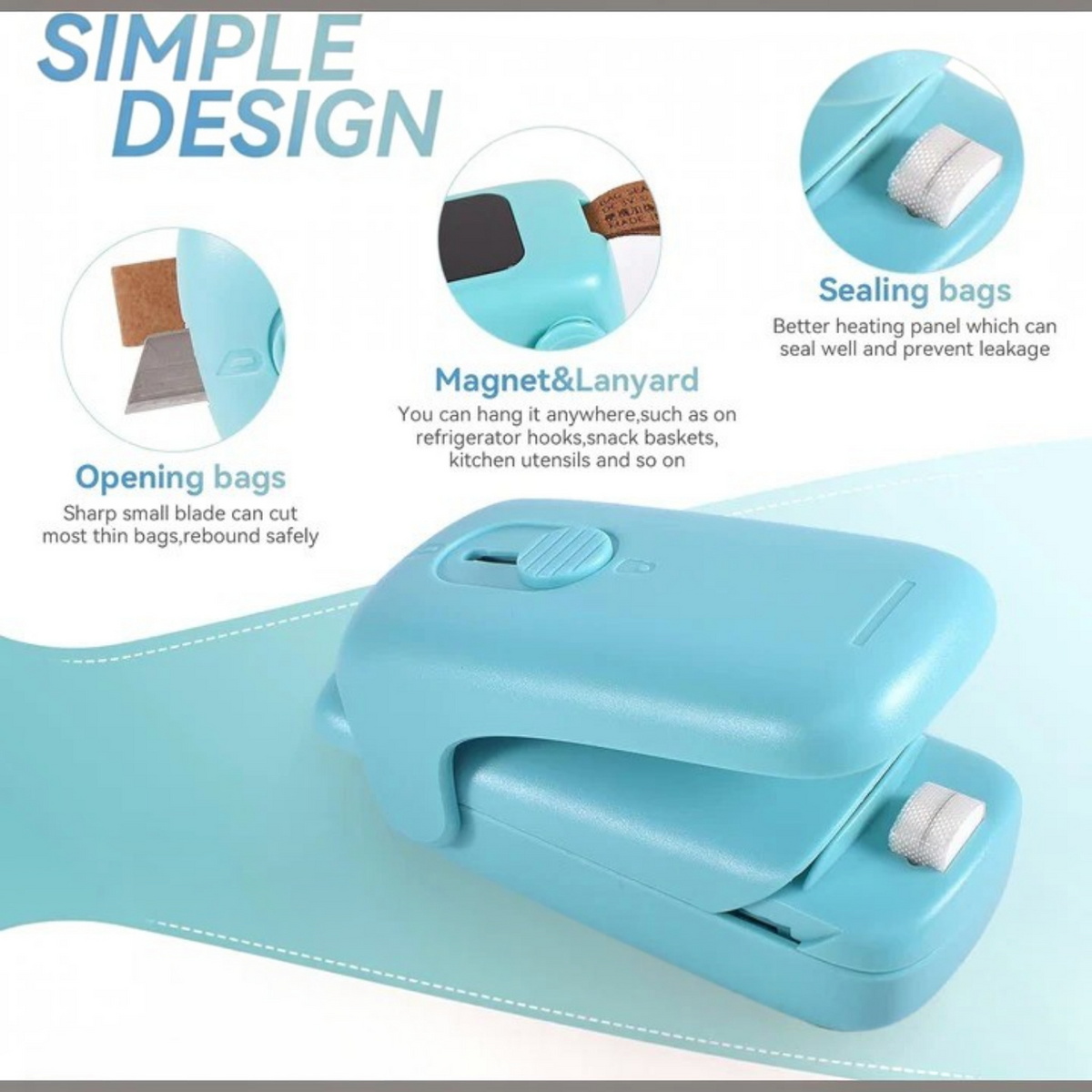 Portable Bag Sealer and Cutter, Battery Powered Heat Sealer for Food Storage