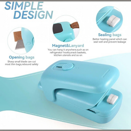Portable Bag Sealer and Cutter, Battery Powered Heat Sealer for Food Storage