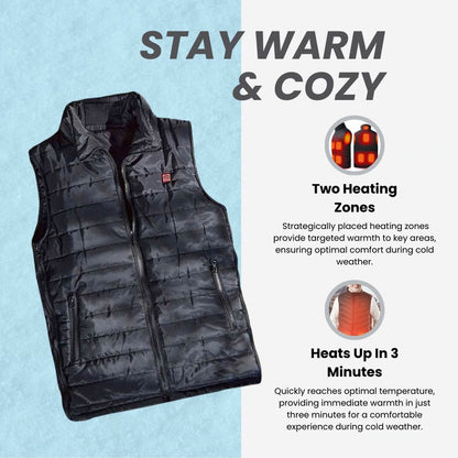 Unisex Tech Heated Vest with 3 Heat Levels and Rapid Warm-Up Technology and Lightweight Thermal Insulation