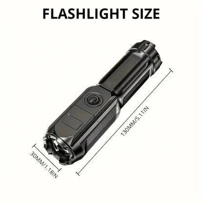 Handheld Rechargeable Ultraviolet Flashlight with Zoomable Lens and Multiple Light Modes