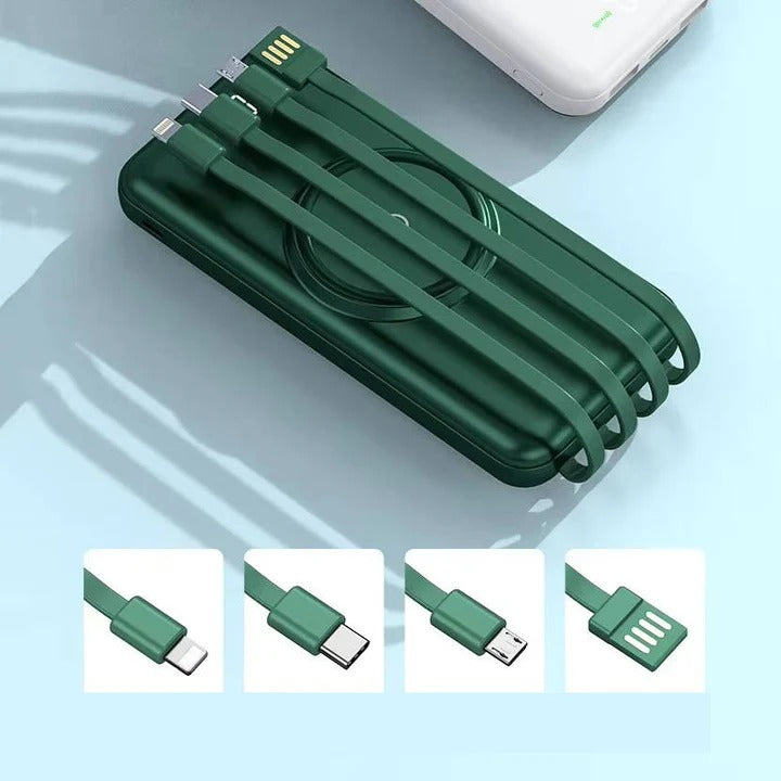 20000mAh Power Bank, Portable Phone Charger, Built In Cables, Wireless Charging
