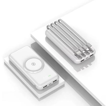 20000mAh Power Bank, Portable Phone Charger, Built In Cables, Wireless Charging