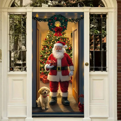 Christmas Door Mural Sticker, 3D Holiday Decal, Waterproof PVC, Peel and Stick Cover