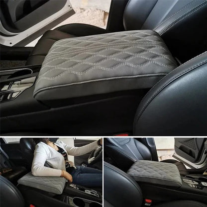 Universal Automotive Armrest Cushion in Quilted Leather Style