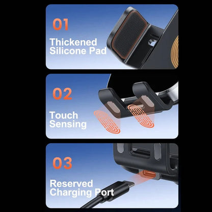 15W Wireless Car Charger Mount, Auto Clamping Phone Holder, Dashboard and Vent Clip