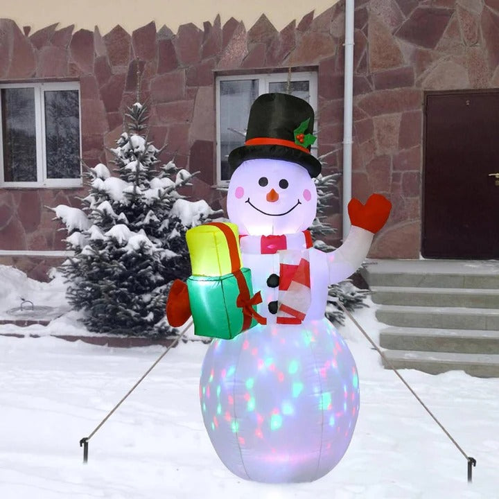 5ft Inflatable Snowman Outdoor Decoration, Rotating LED Lights, Christmas Blow Up Yard Decor, Weatherproof