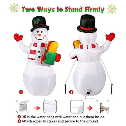 5ft Inflatable Snowman Outdoor Decoration, Rotating LED Lights, Christmas Blow Up Yard Decor, Weatherproof