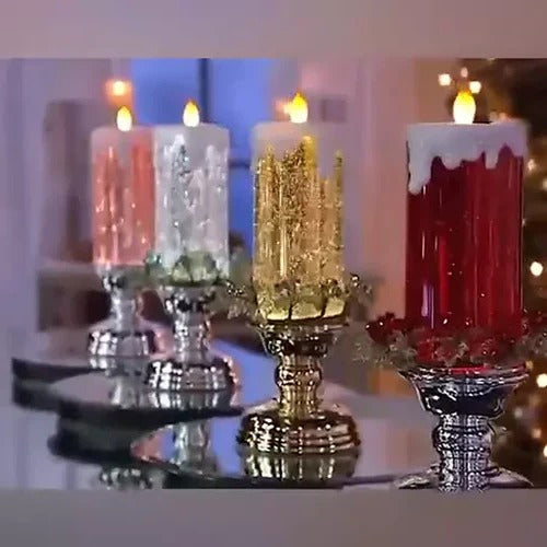 USB Rechargeable LED Glitter Candles with Automatic Swirling Effect