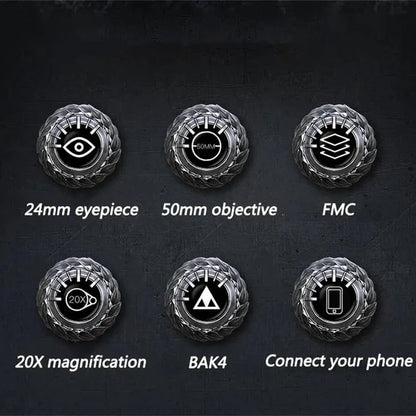 High Power Long Range Binoculars with Large Objective Lens