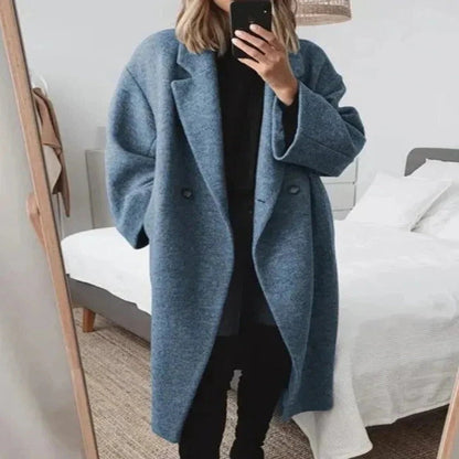 Womens Oversized Cashmere Coat and Stylish Lapel Collar Overcoat