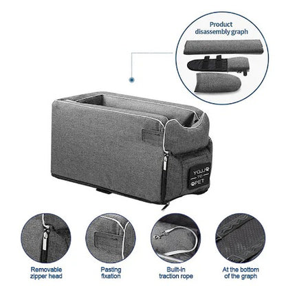 Safety Pet Armrest Seat and Travel Bag for Small Dogs and Cats