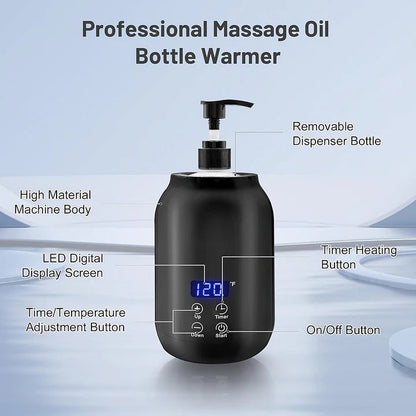 Electric Massage Oil Warmer, Digital Lotion Heater with Timer, Adjustable Temp, Spa Dispenser