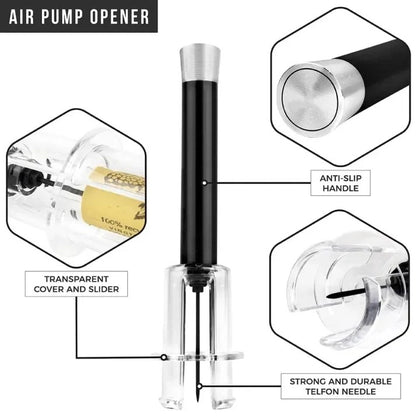 Air Pressure Wine Opener Set and Effortless Needle Cork Extractor