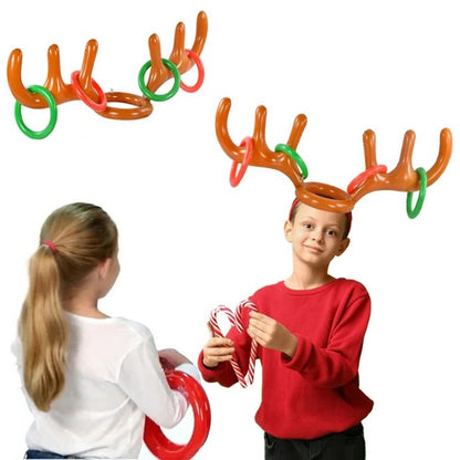 Inflatable Reindeer Antler Ring Toss and 12-Piece Party Game Set