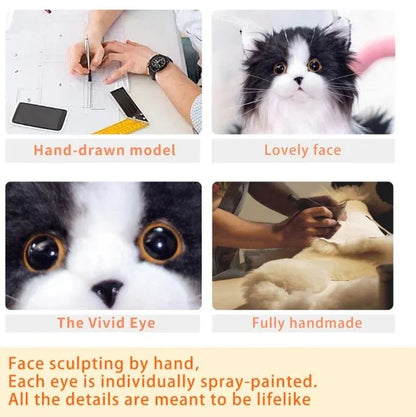 Black and White Plush Cat with Lifelike Features