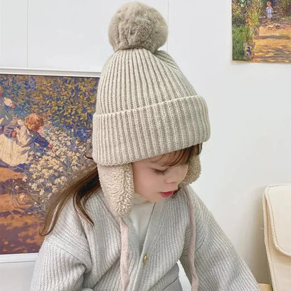 The Warm Kids Knit Beanie Winter Hat with Earflaps