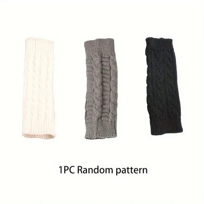 Women's Knit Fingerless Gloves, Fleece Lined Thermal Hand Warmers with Extended Wrist Cuff