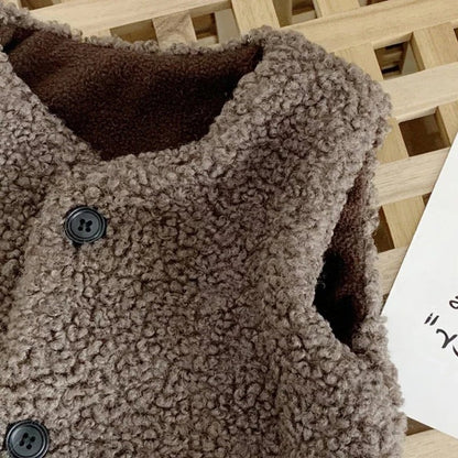Warm Kids Lamb Wool Winter Waist Coat and Thick Sherpa Lined Vest