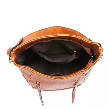 Elegant Ladies Vintage Leather Bag and Classic Retro Shoulder Tote