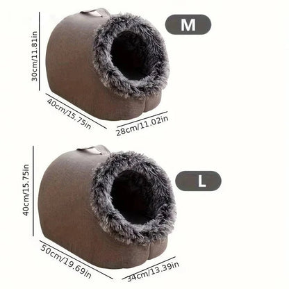 Thermal Feline Sleeping Cave with Faux Fur and Insulated Padding
