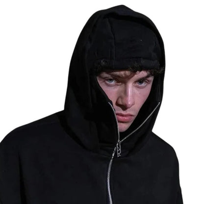 Versatile Full Length Zipper Hooded Mask with Windproof Fabric and Thermal Protection