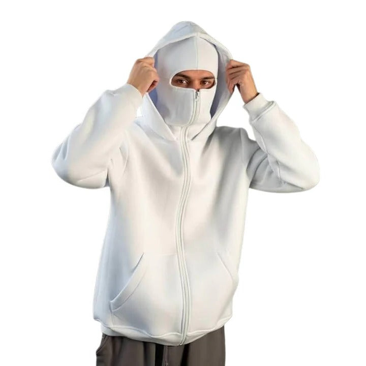 Versatile Full Length Zipper Hooded Mask with Windproof Fabric and Thermal Protection