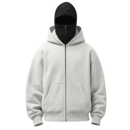 Versatile Full Length Zipper Hooded Mask with Windproof Fabric and Thermal Protection